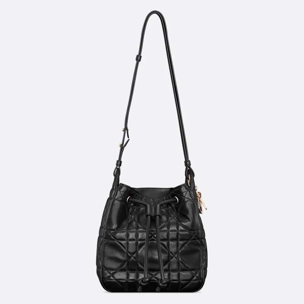 Dior Women Small D-Motion Bag Black Macrocannage Lambskin