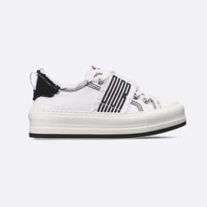 Dior Women Walk’n’Dior Platform Sneaker White and Black Fringed Cotton Canvas