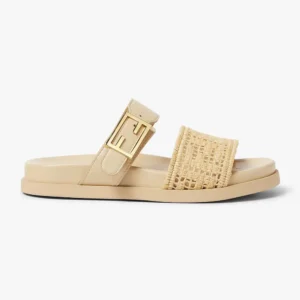 Fendi Women Feel Mesh Slides with Raffia FF Embroidery 8X8710AU