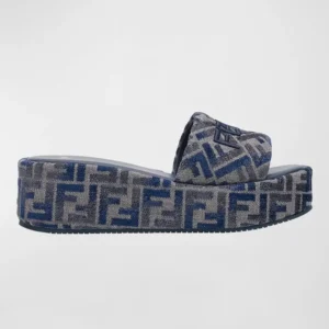 Fendi Women Sunshine FF Chenille Jacquard Platform Sandals