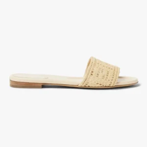 Fendi Women Sunshine Mesh Slides with Raffia FF Embroidery
