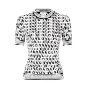 Fendi Women Sweater Black FF Cotton Jumper FZXC72A