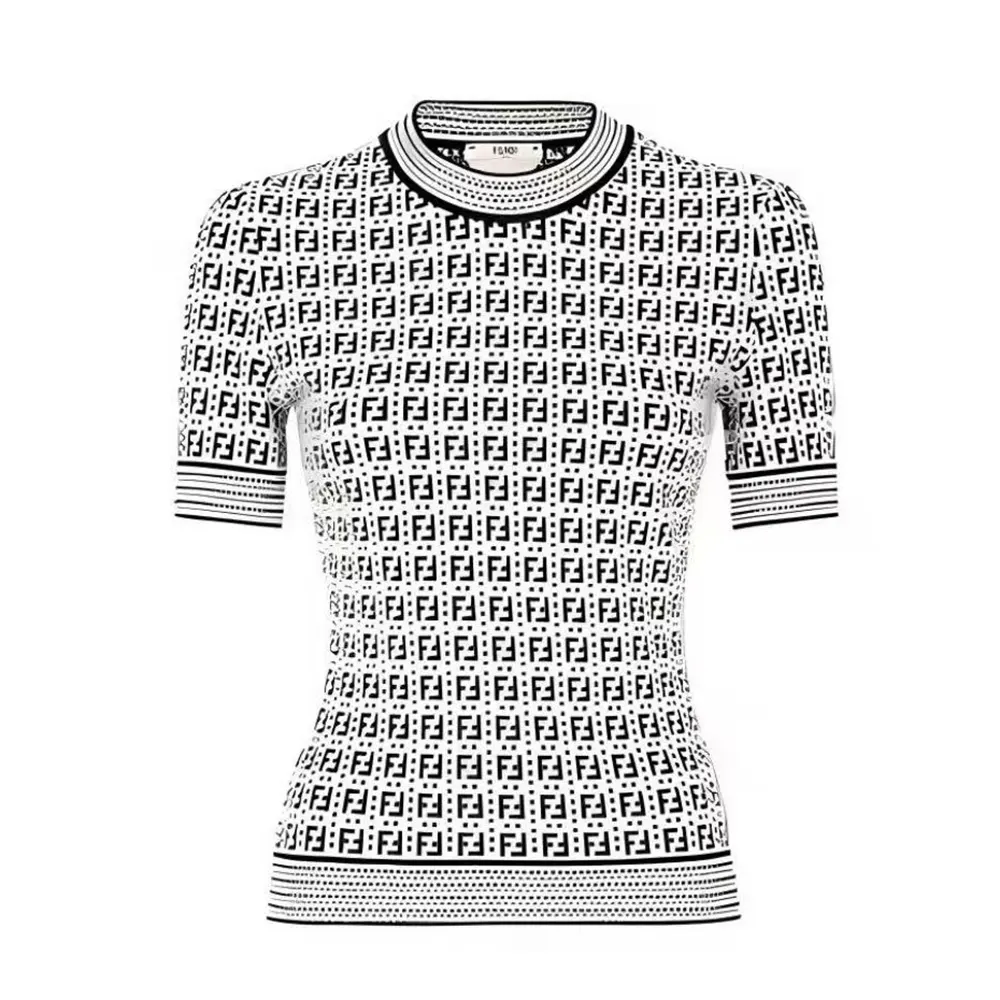 Fendi Women Sweater Black FF Cotton Jumper FZXC72A