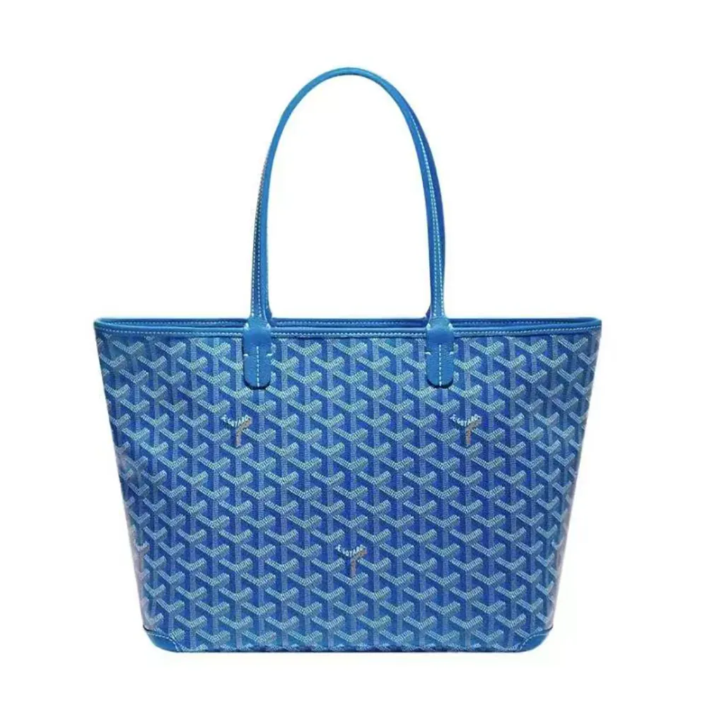 Goyard Women Sac Artois MM in Goyardine Canvas & Chevroches Calfskin-Blue
