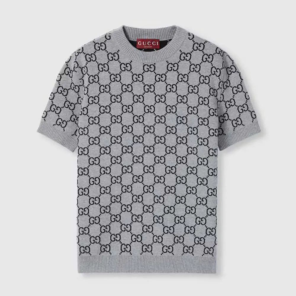 Reversible GG Wool Jacquard Top-Grey 798159XKD8T1045