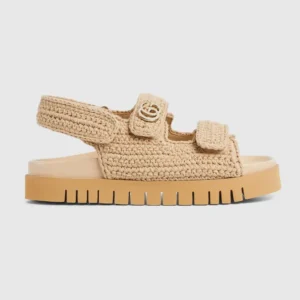Gucci Unisex Sandal with Double G-Beige 835086FAEQ2