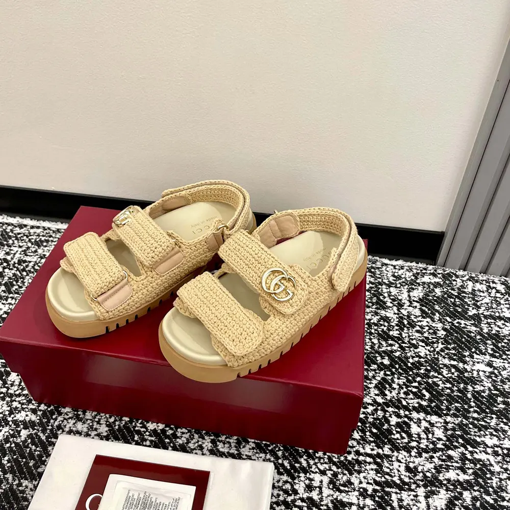 Gucci Women Sandal with Double G-Beige 835086FAEQ2 - Image 6