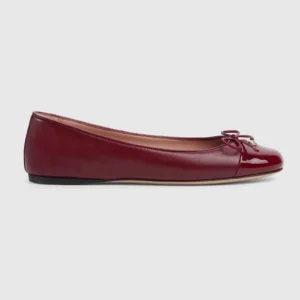 Gucci Women Ballet Flat with Double G-Bordeaux 835805BNC80