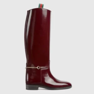 Gucci Women Boot with Slim Horsebit-Bordeaux 805312AADZD