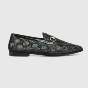 Gucci Women GG Crystal Gucci Jordaan Loafer-Black 835483FAEQ0