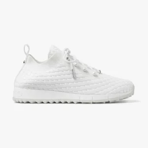 Jimmy Choo Women Veles White Textured Knit Trainers VELESITB
