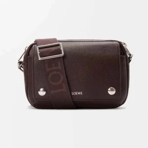 Loewe Unisex Small Pebble Messenger Bag in Supple Grained Calfskin-Burgundy