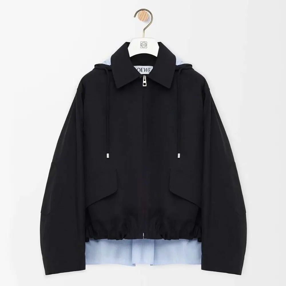 Loewe Women Hooded Parka in Cotton-Black IDS359Y02XE