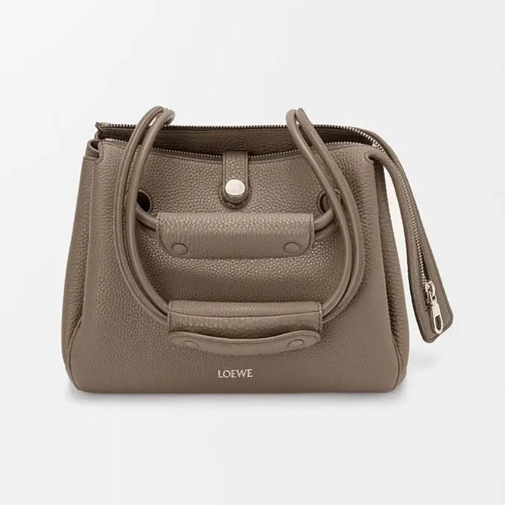 Loewe Women Small Madrid Bag in Supple Grained Calfskin-Gray