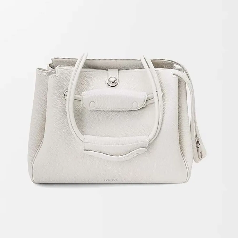 Loewe Women Small Madrid Bag in Supple Grained Calfskin-White