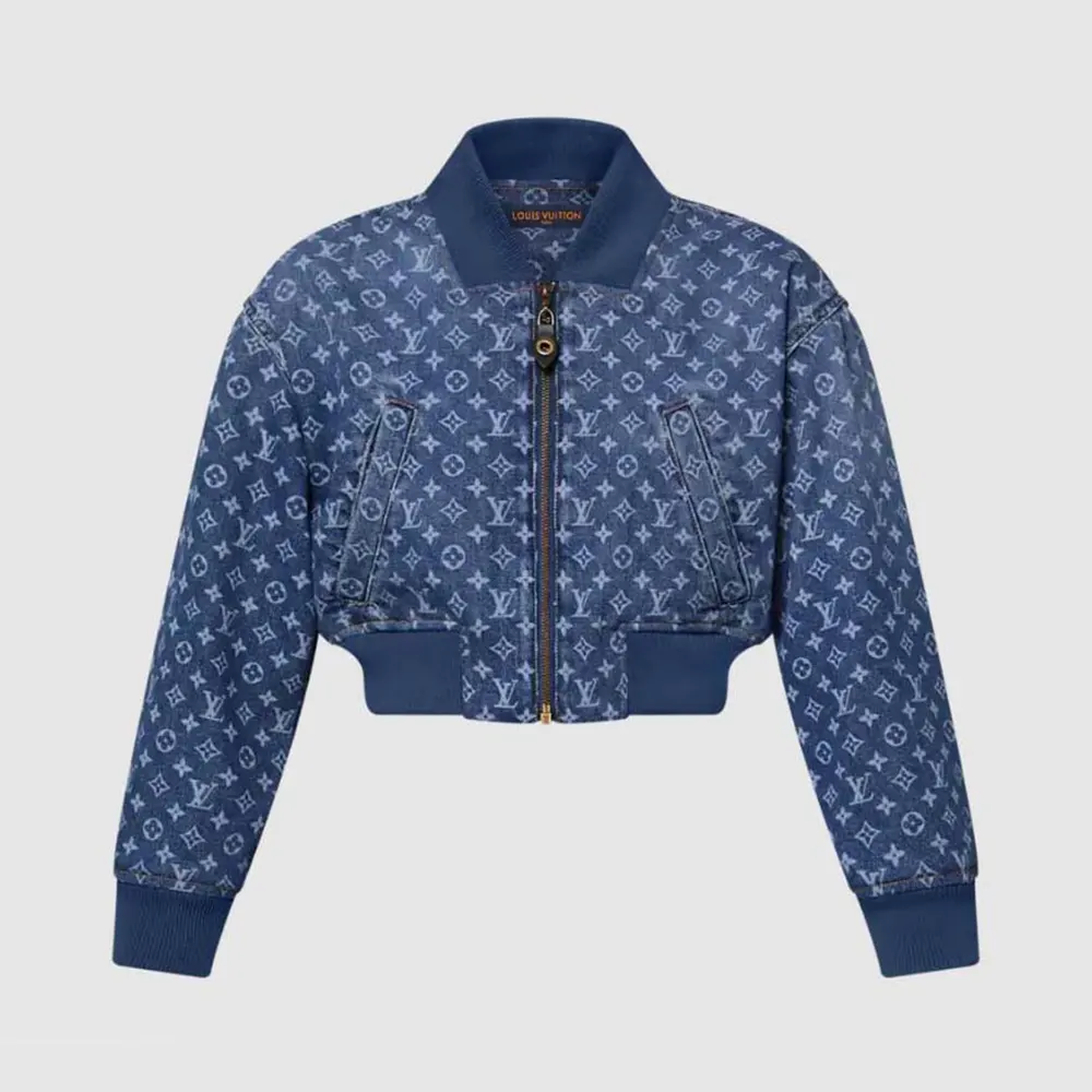 Louis Vuitton Women Cropped Monogram Denim Bomber Jacket 1AI176