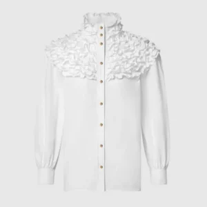Louis Vuitton Women Ruffle Neck Shirt-White 1AIQOH