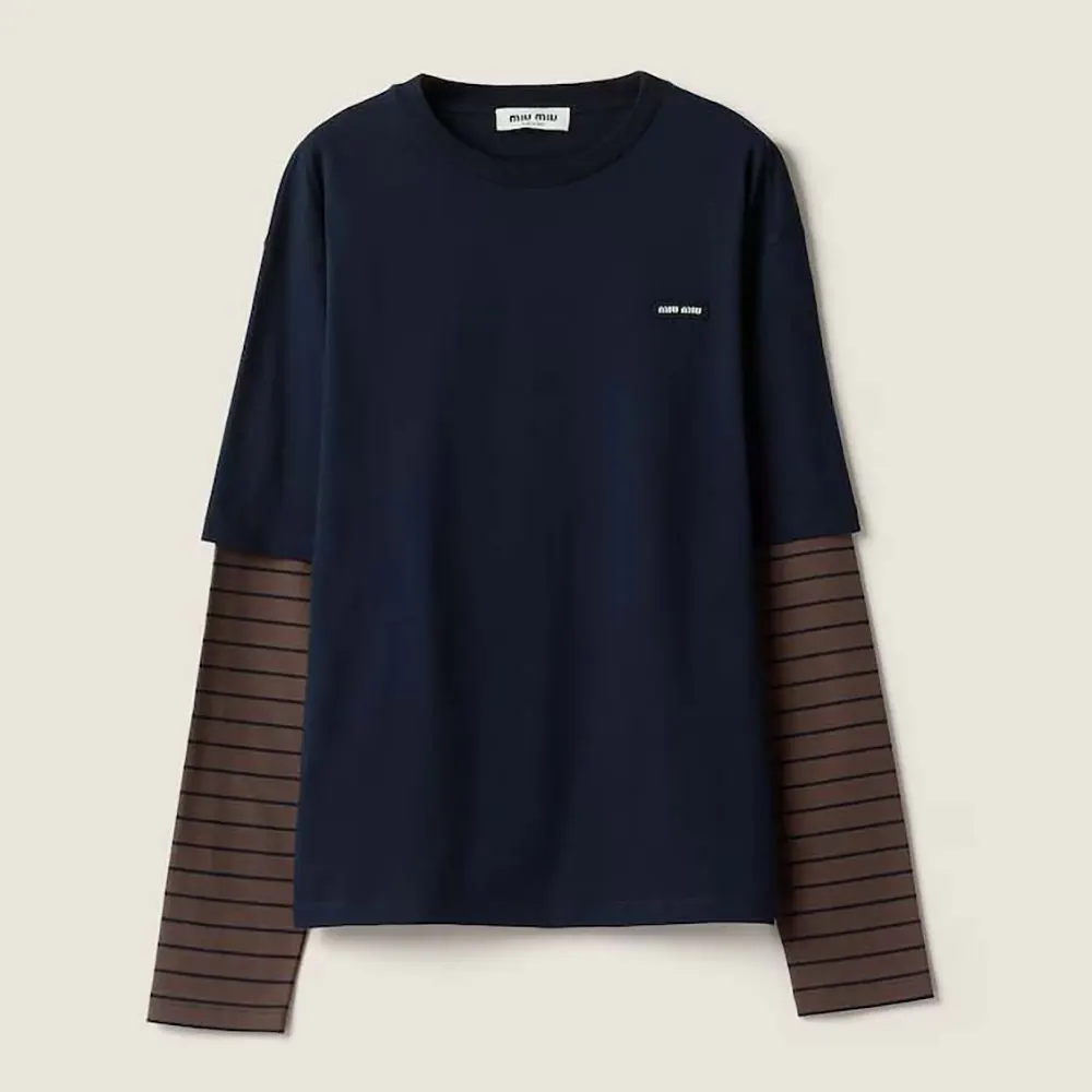 Miu Miu Wome Long-sleeved Jersey T-shirt MJL12817ORF057W