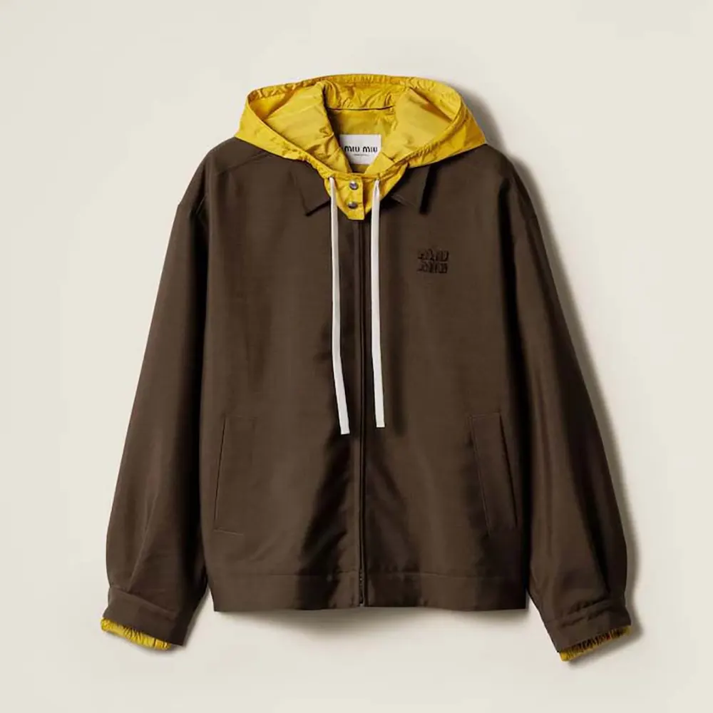 Miu Miu Women Kid Mohair and Technical Pongé Blouson Jacket