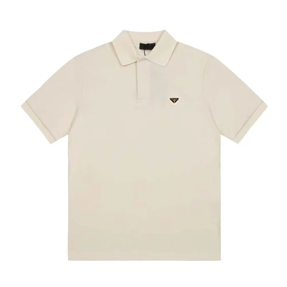 Prada Men Fleece Polo Natural Shirt in a Fleece Design-Beige