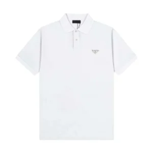 Prada Men Fleece Polo Natural Shirt in a Fleece Design-White