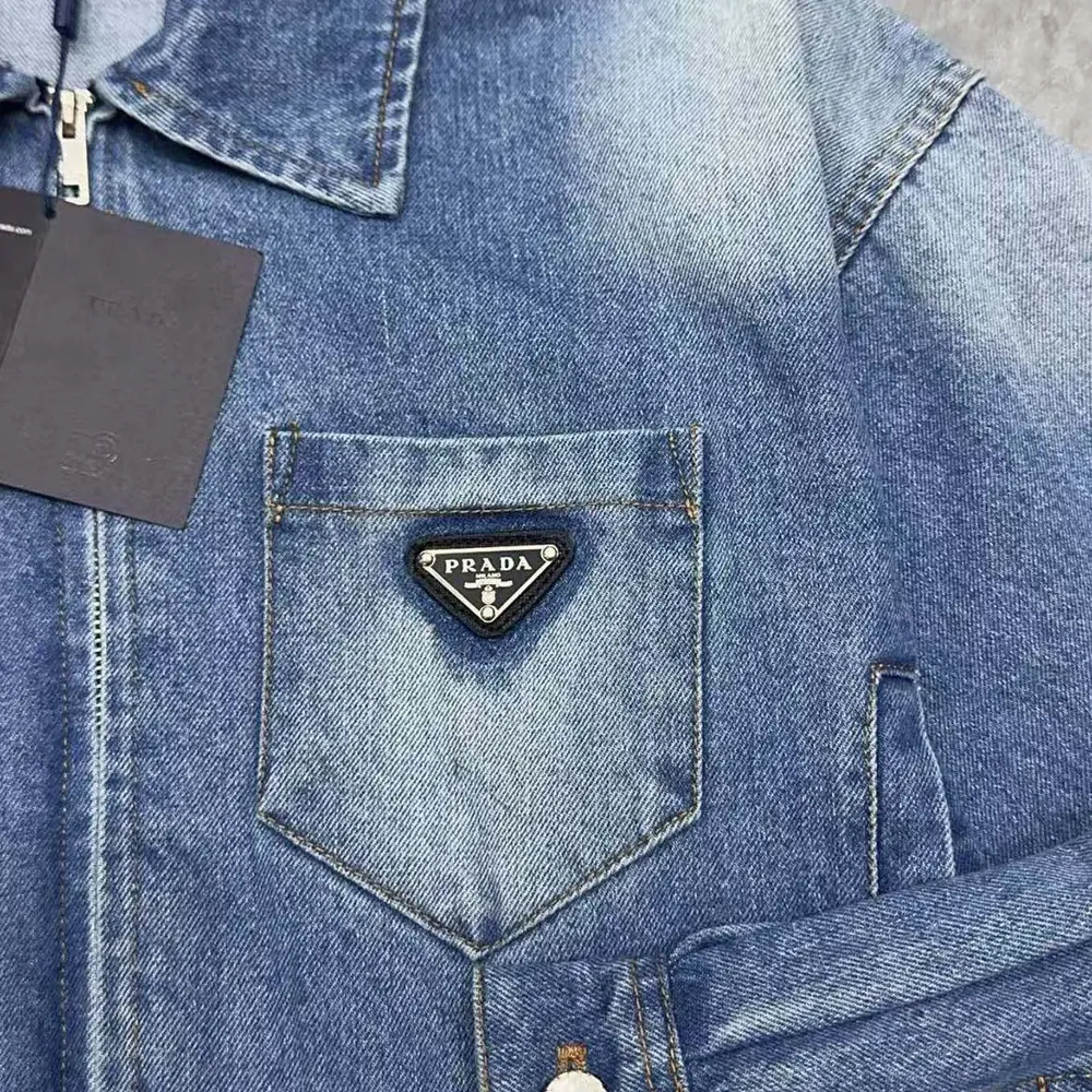 Prada Women Cropped Organic Denim Jacket GFB27913Z6