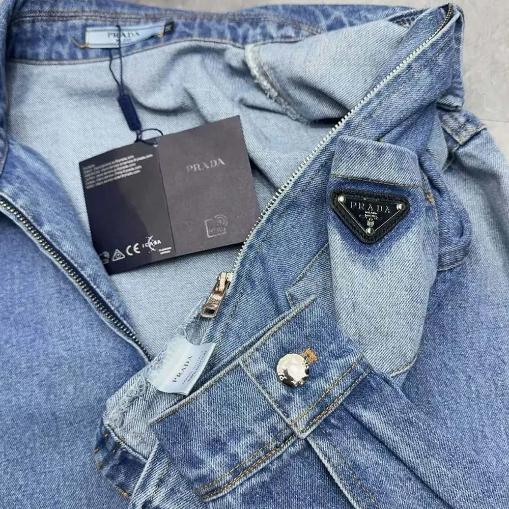 Prada Women Cropped Organic Denim Jacket GFB27913Z6
