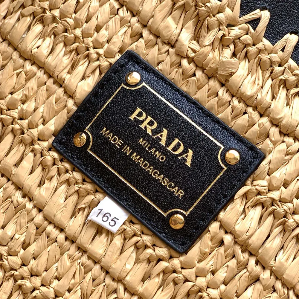 Prada Women Small Crochet and Leather Tote Bag 1BG5002M2Q
