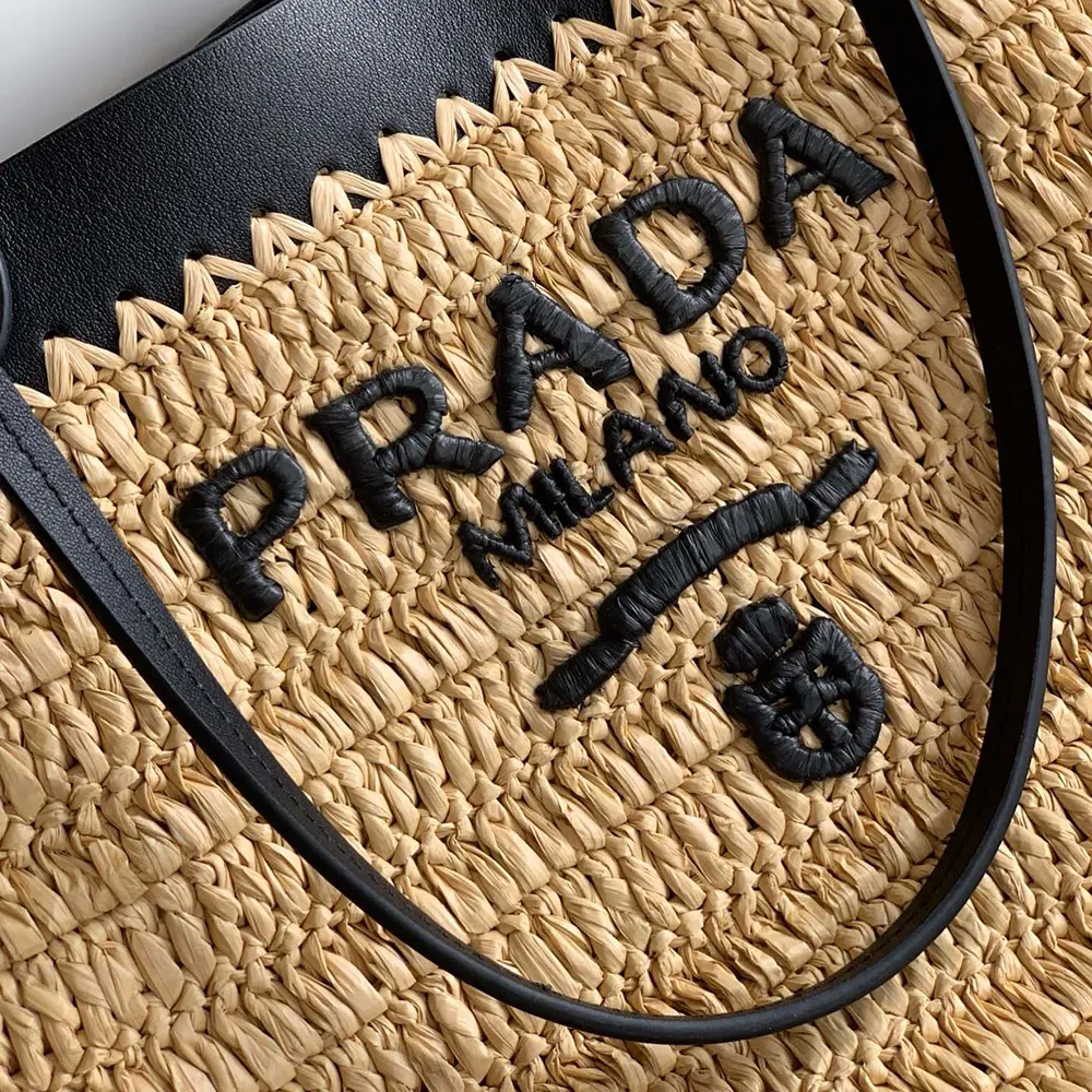 Prada Women Small Crochet and Leather Tote Bag 1BG5002M2Q