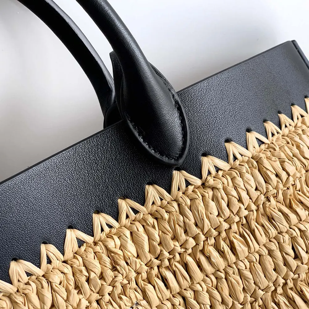 Prada Women Small Crochet and Leather Tote Bag 1BG5002M2Q