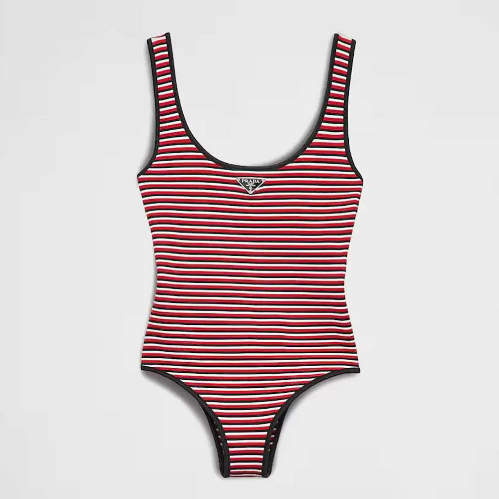 Prada Women Striped Interlock Jersey One-piece Swimsuit 7022116ZS