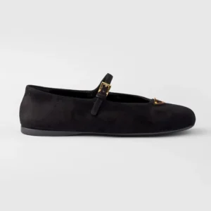 Prada Women Suede Ballerinas-Black 1F793N008F0002