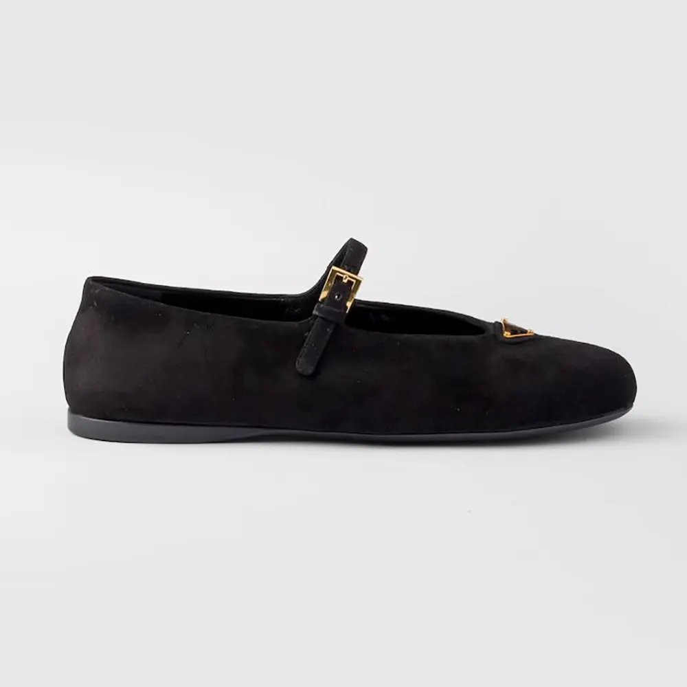 Prada Women Suede Ballerinas-Black 1F793N008F0002