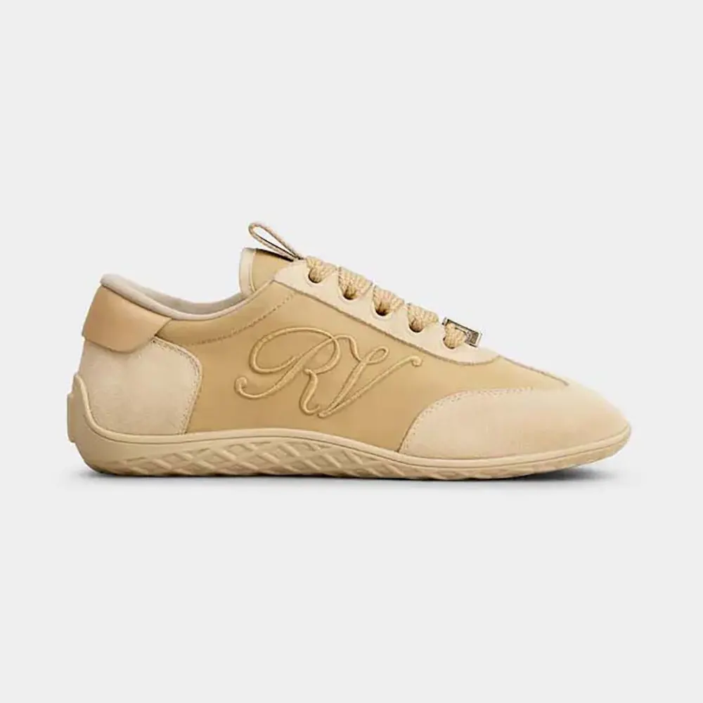 Roger Vivier Women Viv Low Sneakers in Suede-Beige