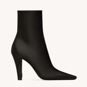 Saint Laurent YSL Women Jill Booties In Smooth Leather-Black
