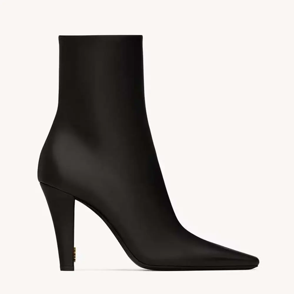 Saint Laurent YSL Women Jill Booties In Smooth Leather-Black