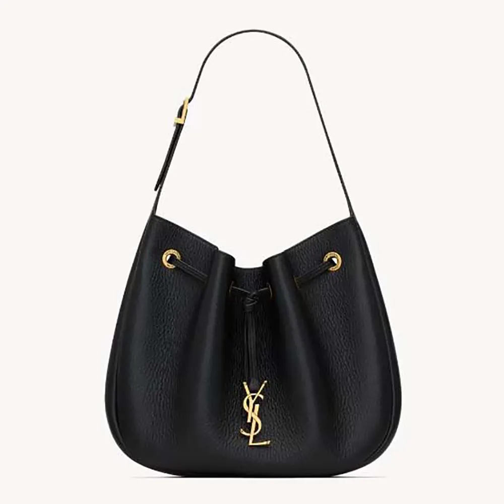 Saint Laurent YSL Women Paris VII Small Hobo in Grained Leather-Black