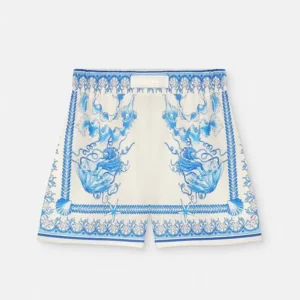 Versace Women Underwater Barocco Cotton Shorts-Blue 1020416