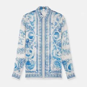 Versace Women Underwater Barocco Crêpe Fitted Shirt 1020959