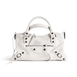 Balenciaga Women Le City First Bag In White Arena Storico Lambskin