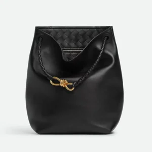 Bottega Veneta Women Andiamo Bucket in Silky Calf Leather-Black 844169V