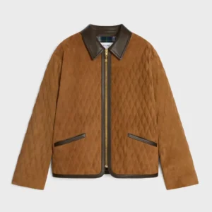 Celine Women Quilted Jacket In Suede-Brown RV0MA0X56