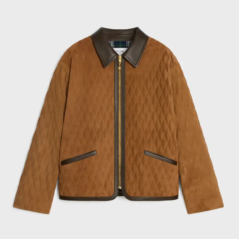 Celine Women Quilted Jacket In Suede-Brown RV0MA0X56