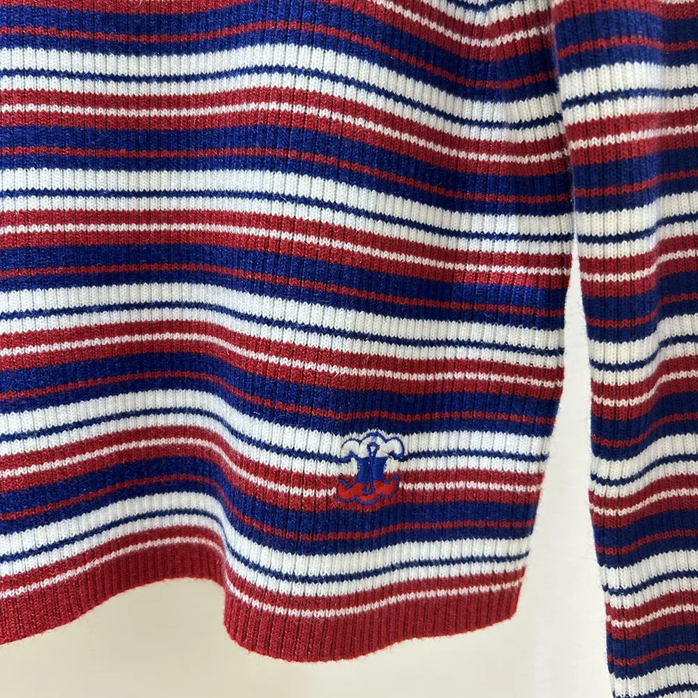 Celine Women Turtleneck Sweater In Striped Ribbed Wool RY0KF0O86