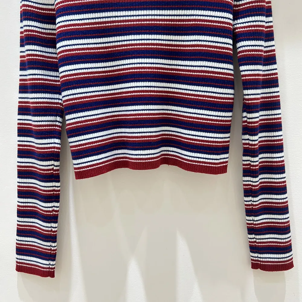 Celine Women Turtleneck Sweater In Striped Ribbed Wool RY0KF0O86