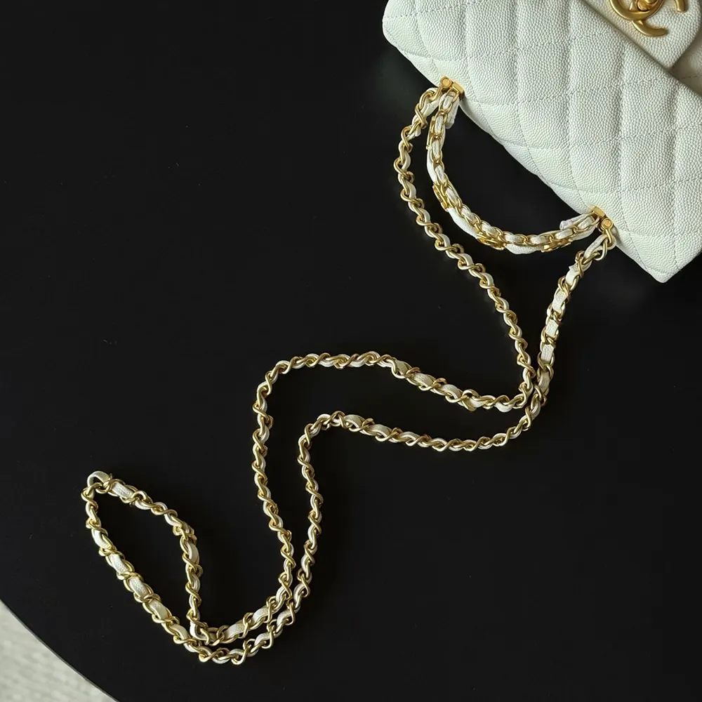 Chanel Women Small Flap Bag with Top Handle Grained Shiny Calfskin Gold Tone Metal