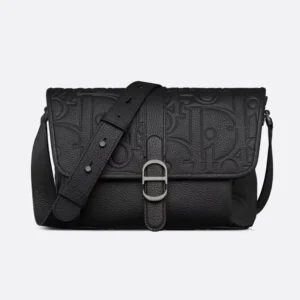 Dior Men Medium Dior Daily Messenger Bag with Flap Black Dior Gravity Leather