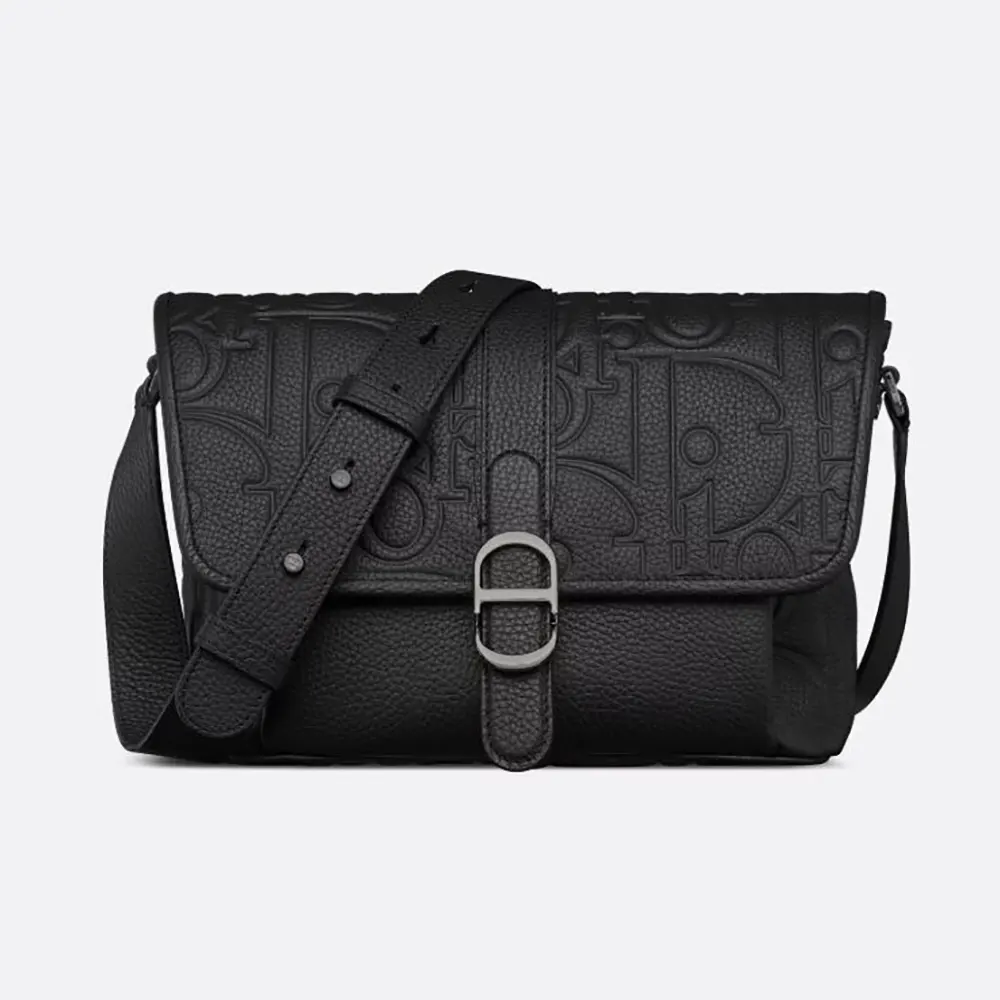 Dior Men Medium Dior Daily Messenger Bag with Flap Black Dior Gravity Leather