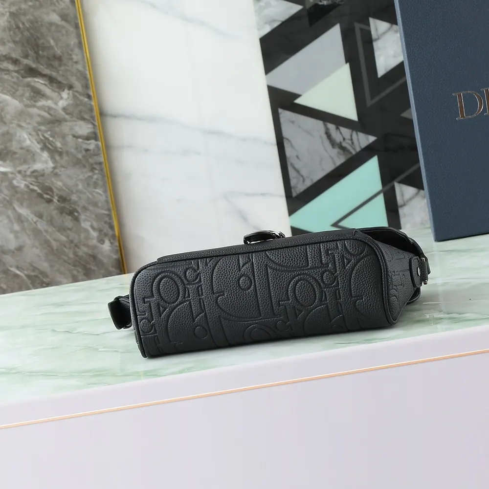 Dior Men Medium Dior Daily Messenger Bag with Flap Black Dior Gravity Leather