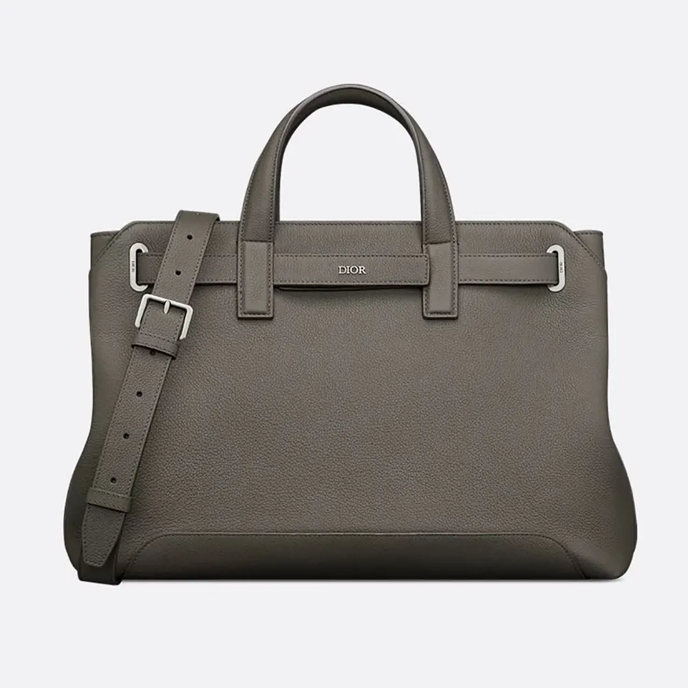 Dior Men Medium Dior Normandie Tote Bag Gray Dior Icons Calfskin